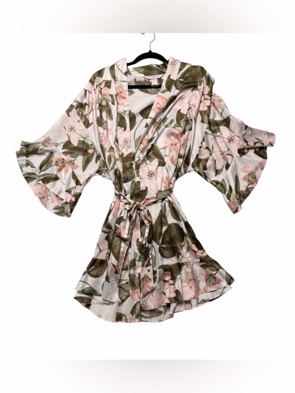 Victoria's Secret Here Comes the Bride Floral Satin Kimono Robe M/L Pink